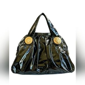 Gucci Hysteria Patent Leather Bag 100% AUTHENTIC Black Gold
